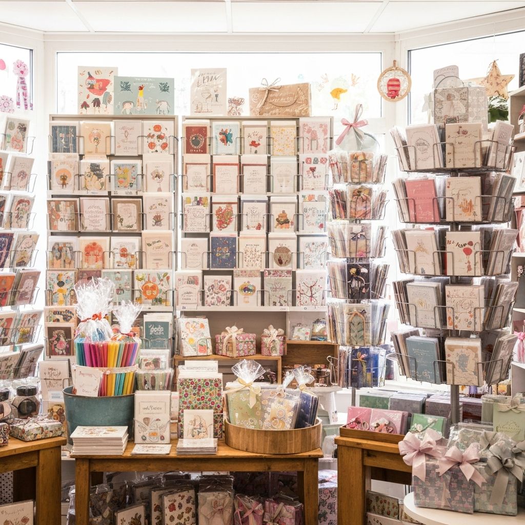 Greeting cards and gift items on display at Nerang Fair News and Gifts